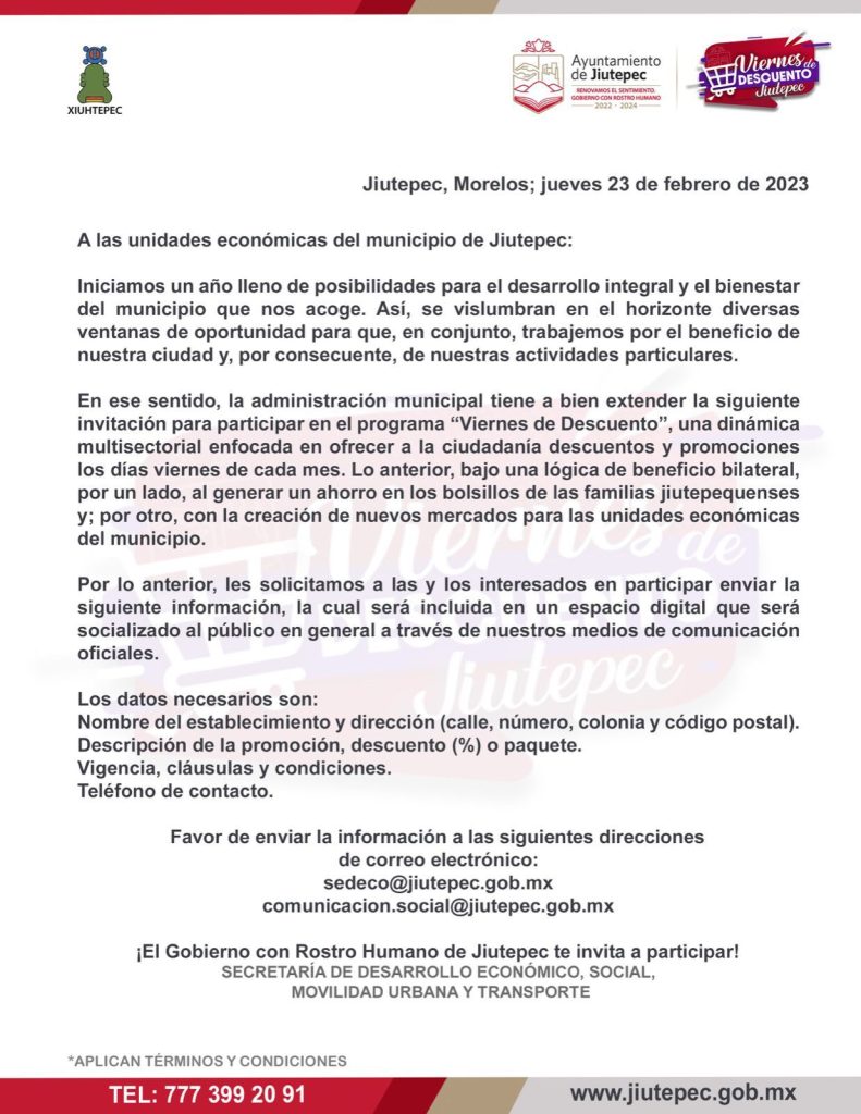 Empuja ayuntamiento de Jiutepec, programa "Viernes de descuento" 1 jiute bdf