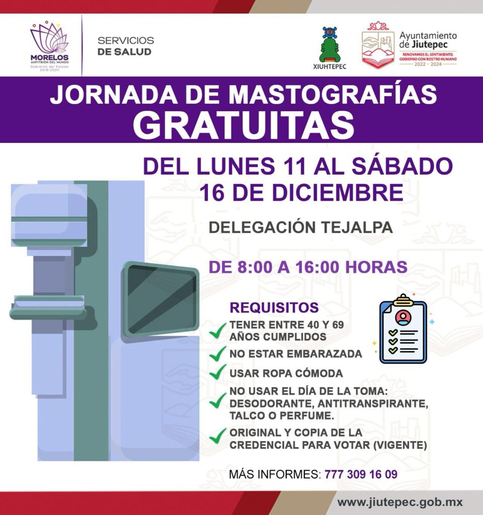 Mastografías y papanicolaous gratuitos en Jiutepec 1 IMG 20231210 WA0047
