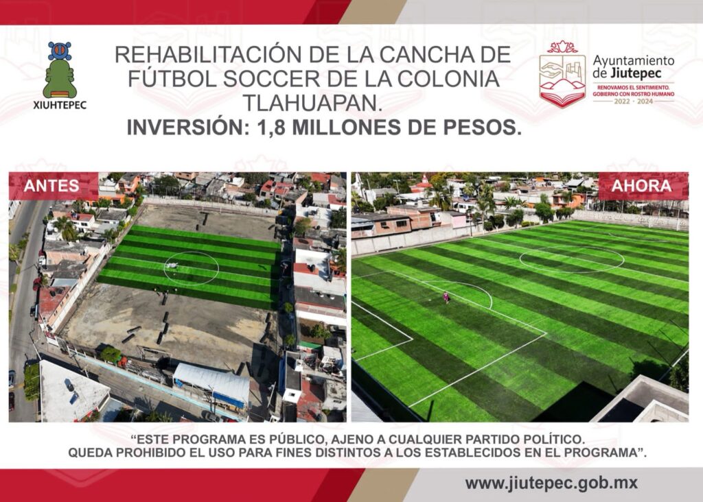 Alcalde Rafael Reyes entrega rehabilitación de la cancha de fútbol de la colonia Tlahuapan 2 1000108363